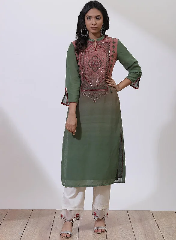 Holiday Glam Brick Dust Dual Tone Collection Kurta With Embroidery