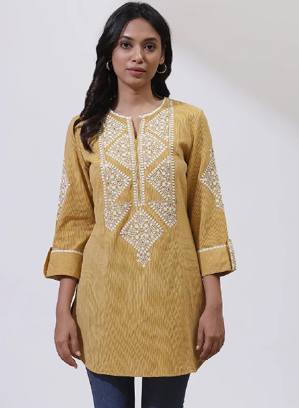 Limited Stock Mustard Yellow Embroidered Nargis Kurti