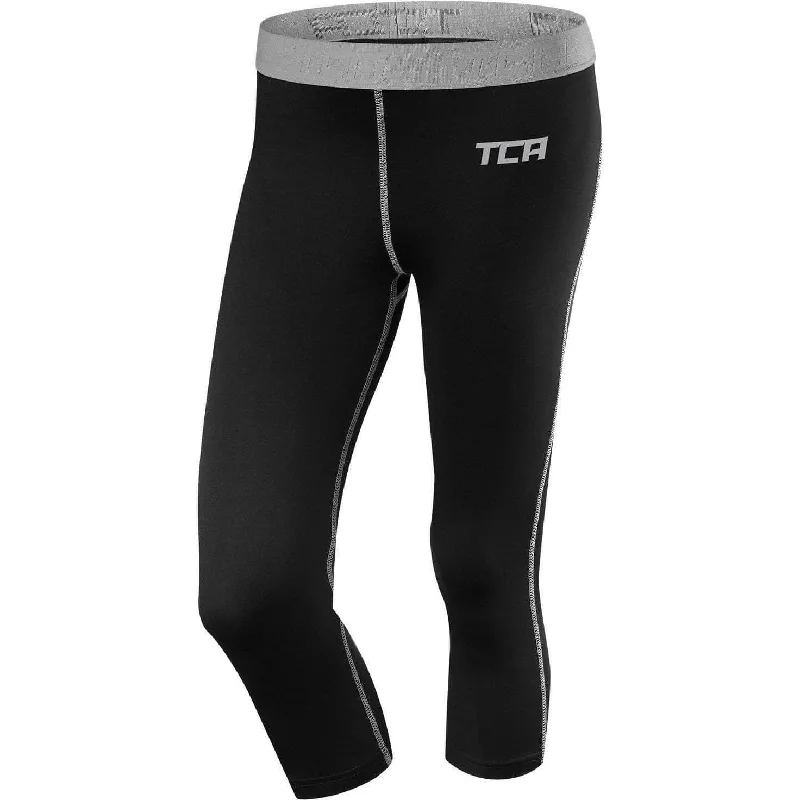 TCA Pro Performance Endurance Womens 3/4 Capri Running Tights - Black