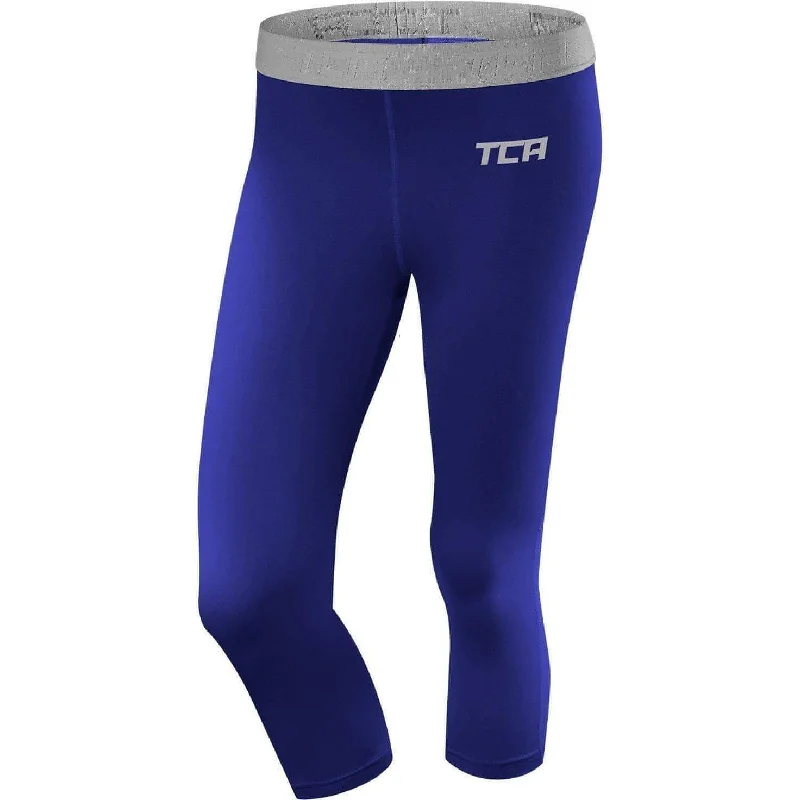 TCA Pro Performance Endurance Womens 3/4 Capri Running Tights - Blue