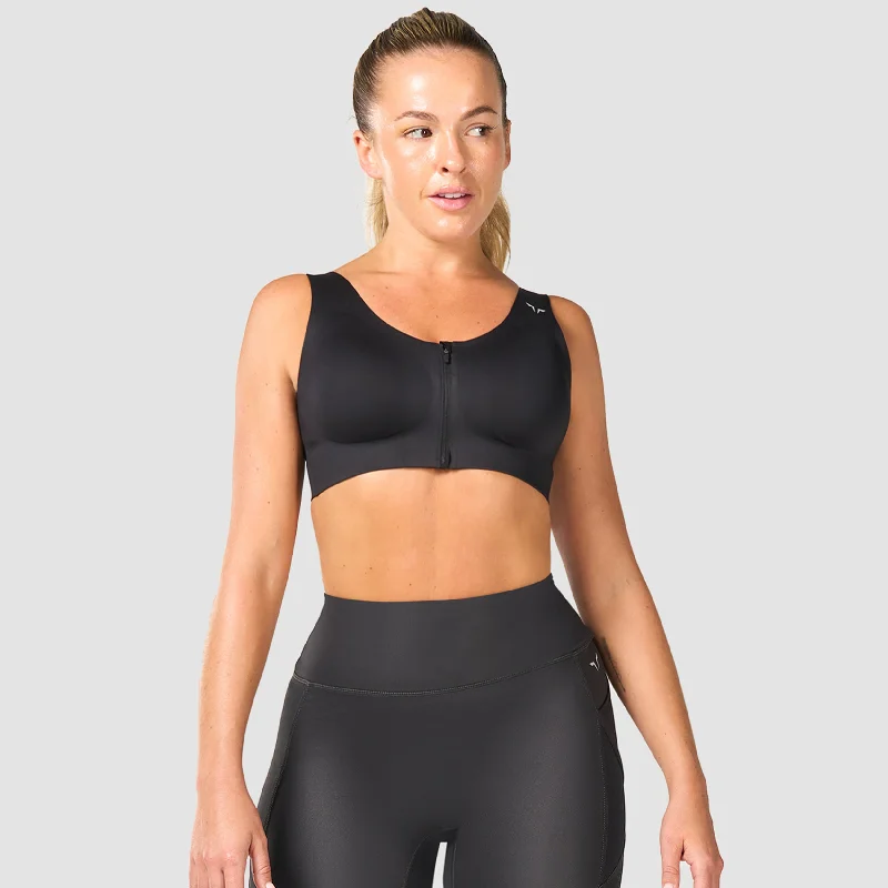 Performance Zip Up Bra - Black