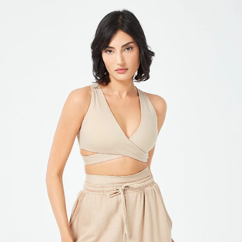 Retrograde Criss Cross Bra Top - Cobblestone