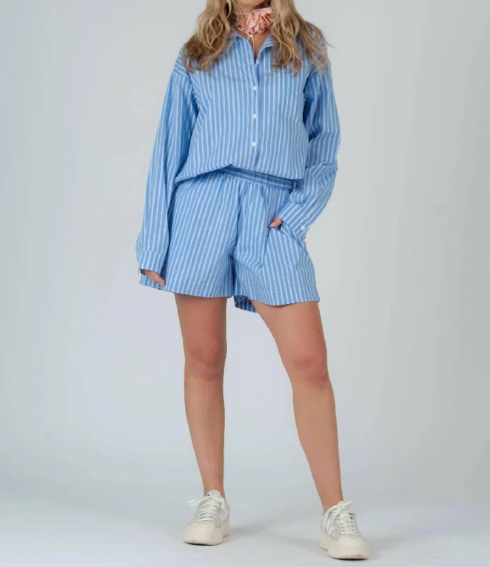 Evie Striped Pull-On Shorts In Cloud